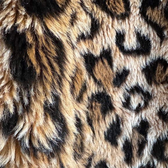 Free People Leopard Faux Fur Teddy Jacket Oversized Small - Picture 9 of 11